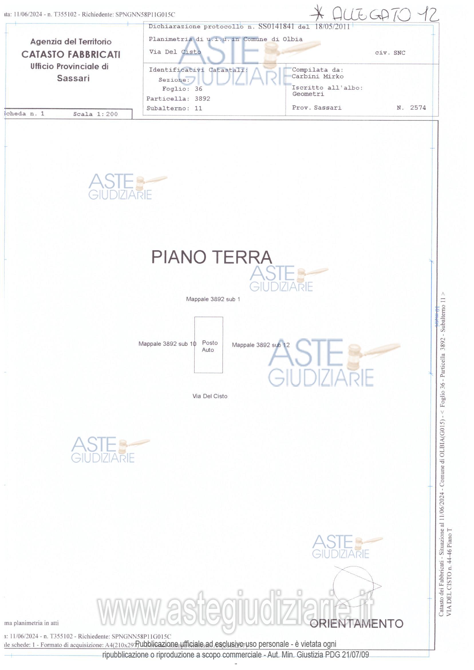 Planimetria del bene