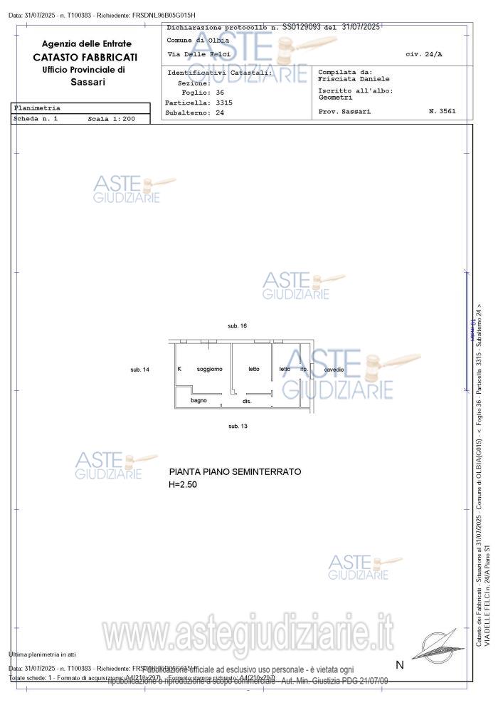 Planimetria del bene