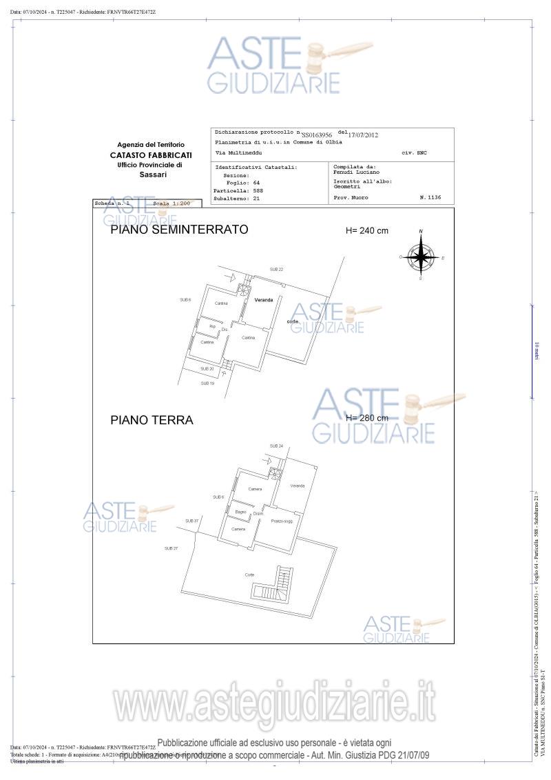 Planimetria del bene