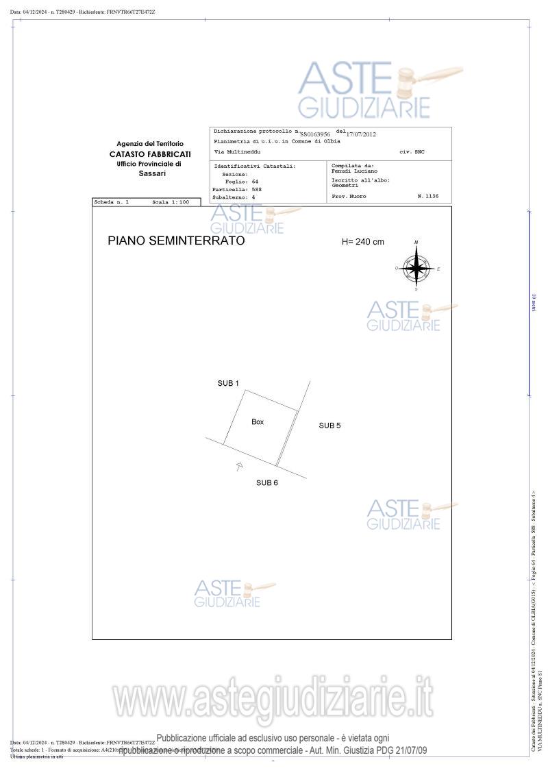 Planimetria del bene