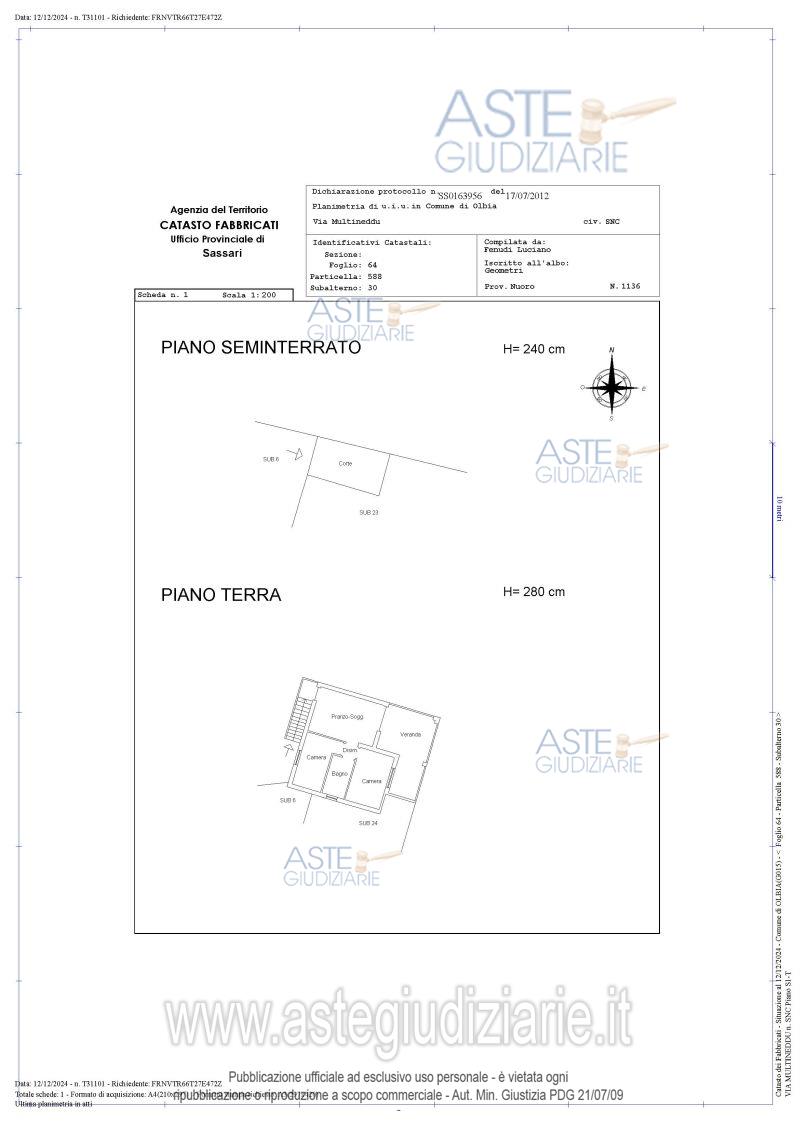 Planimetria del bene