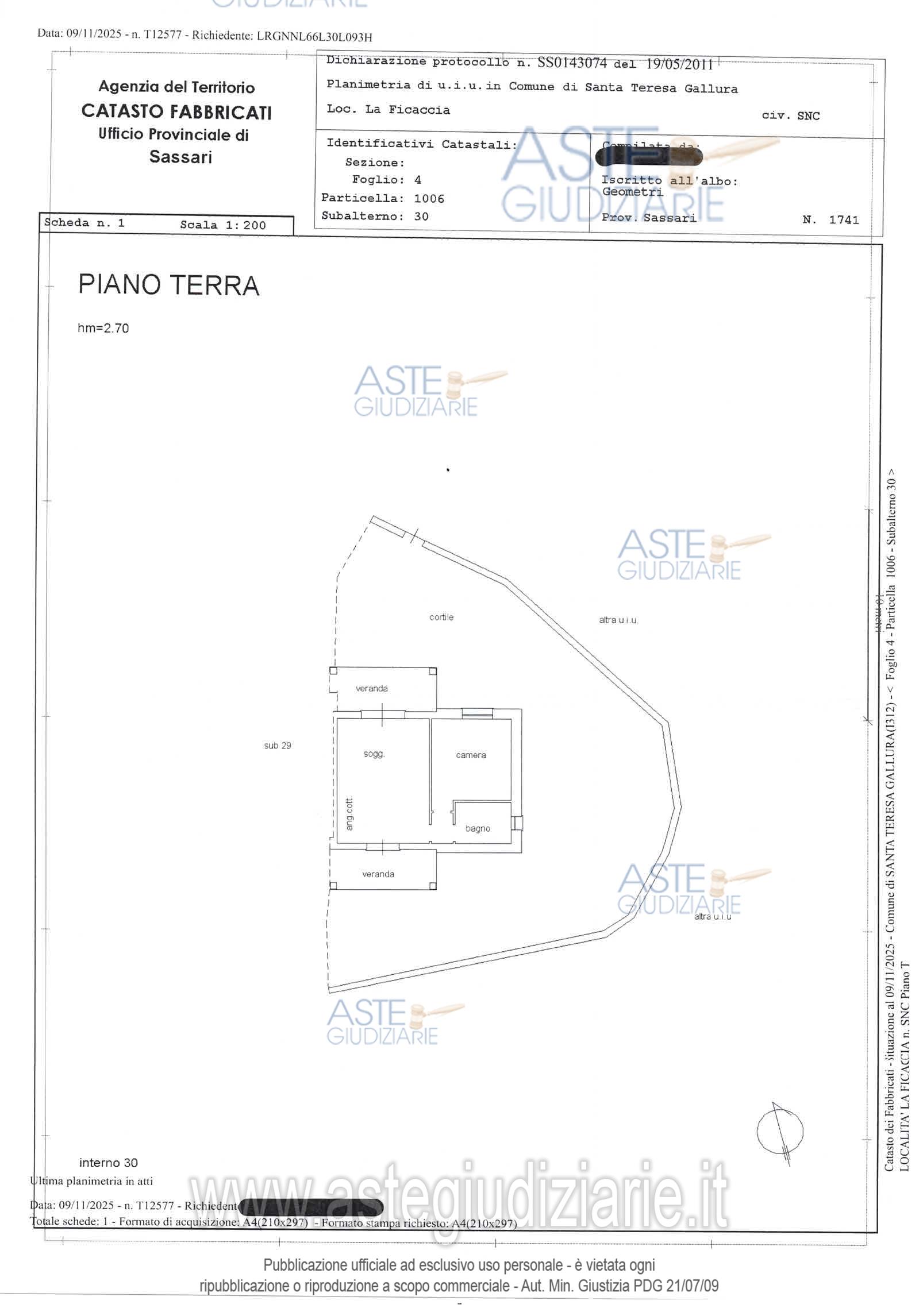 Planimetria del bene