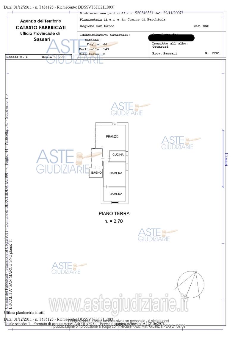 Planimetria del bene