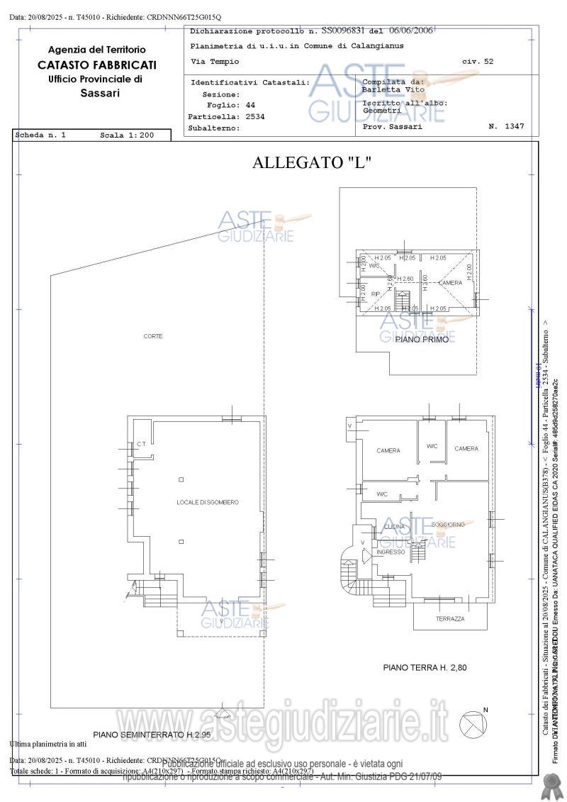 Planimetria del bene