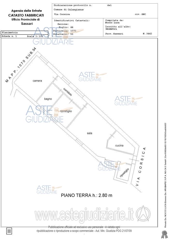 Planimetria del bene