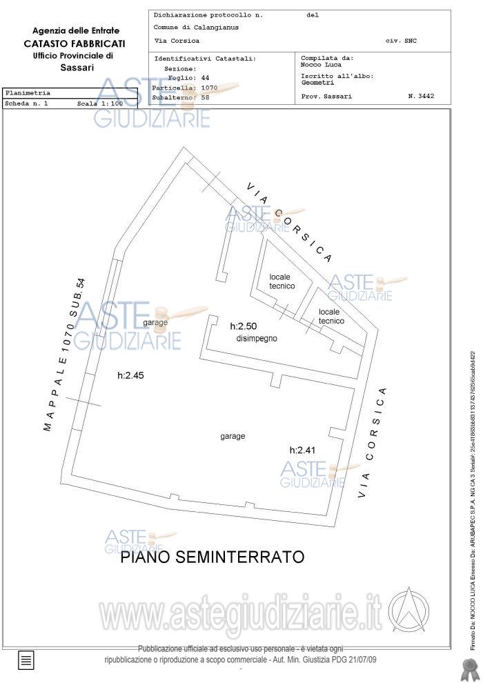 Planimetria del bene