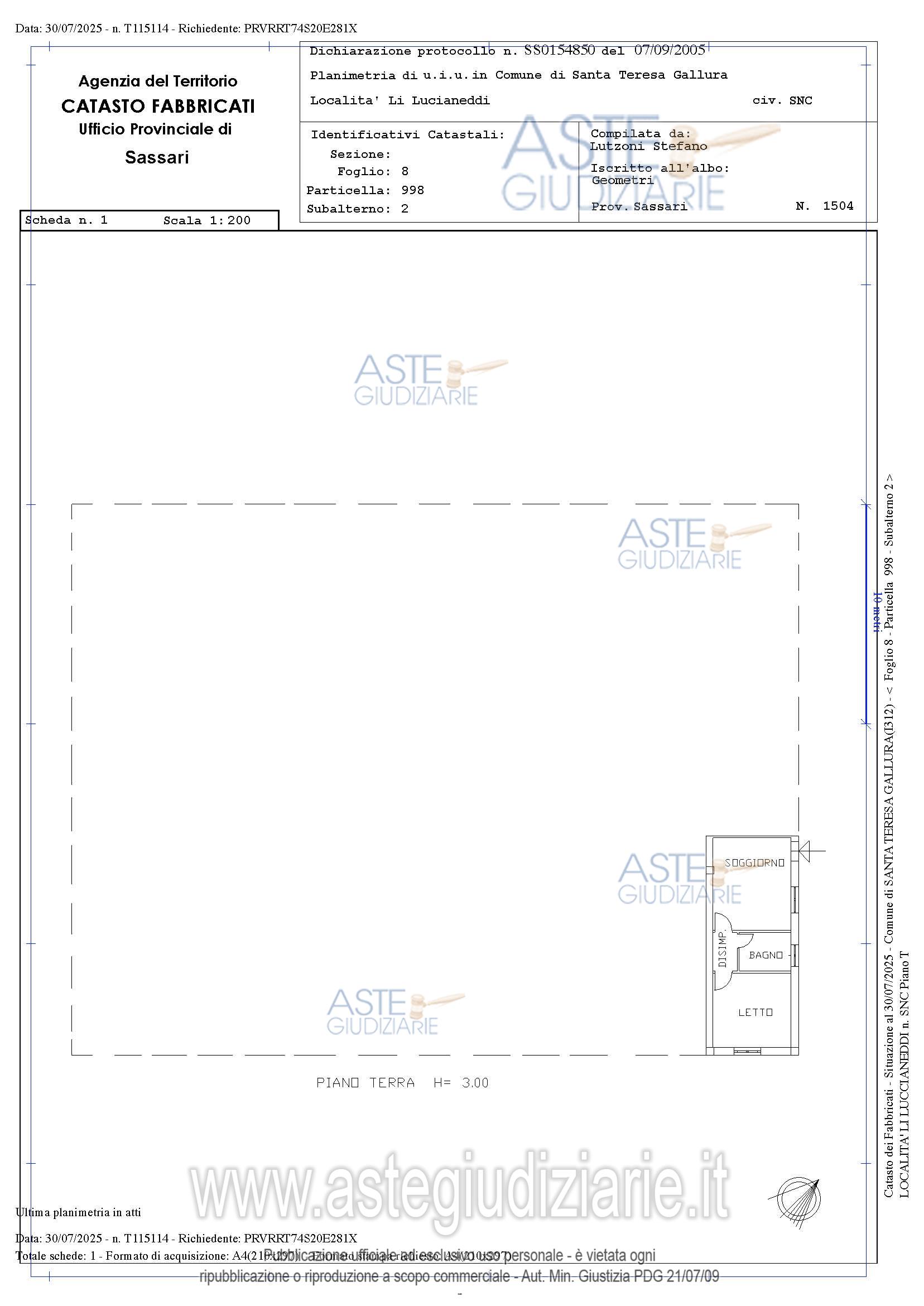 Planimetria del bene