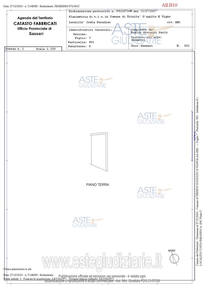 Planimetria del bene