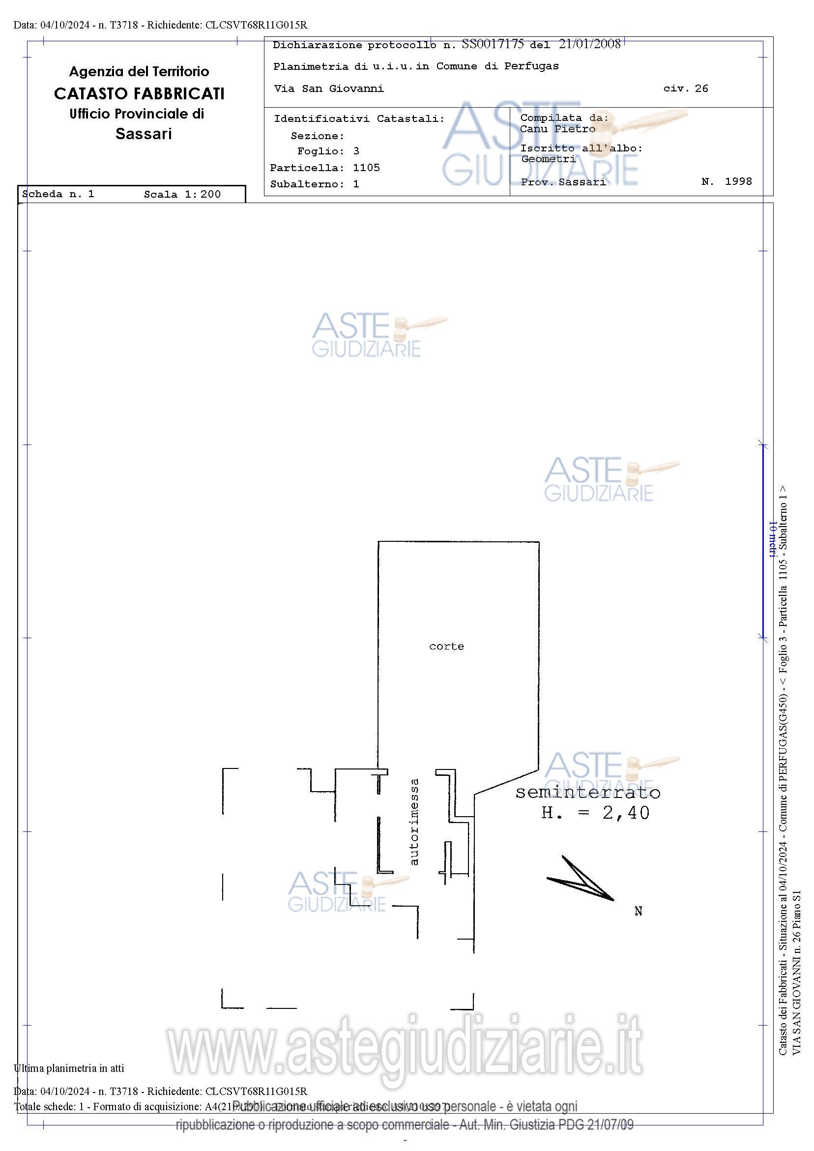 Planimetria del bene
