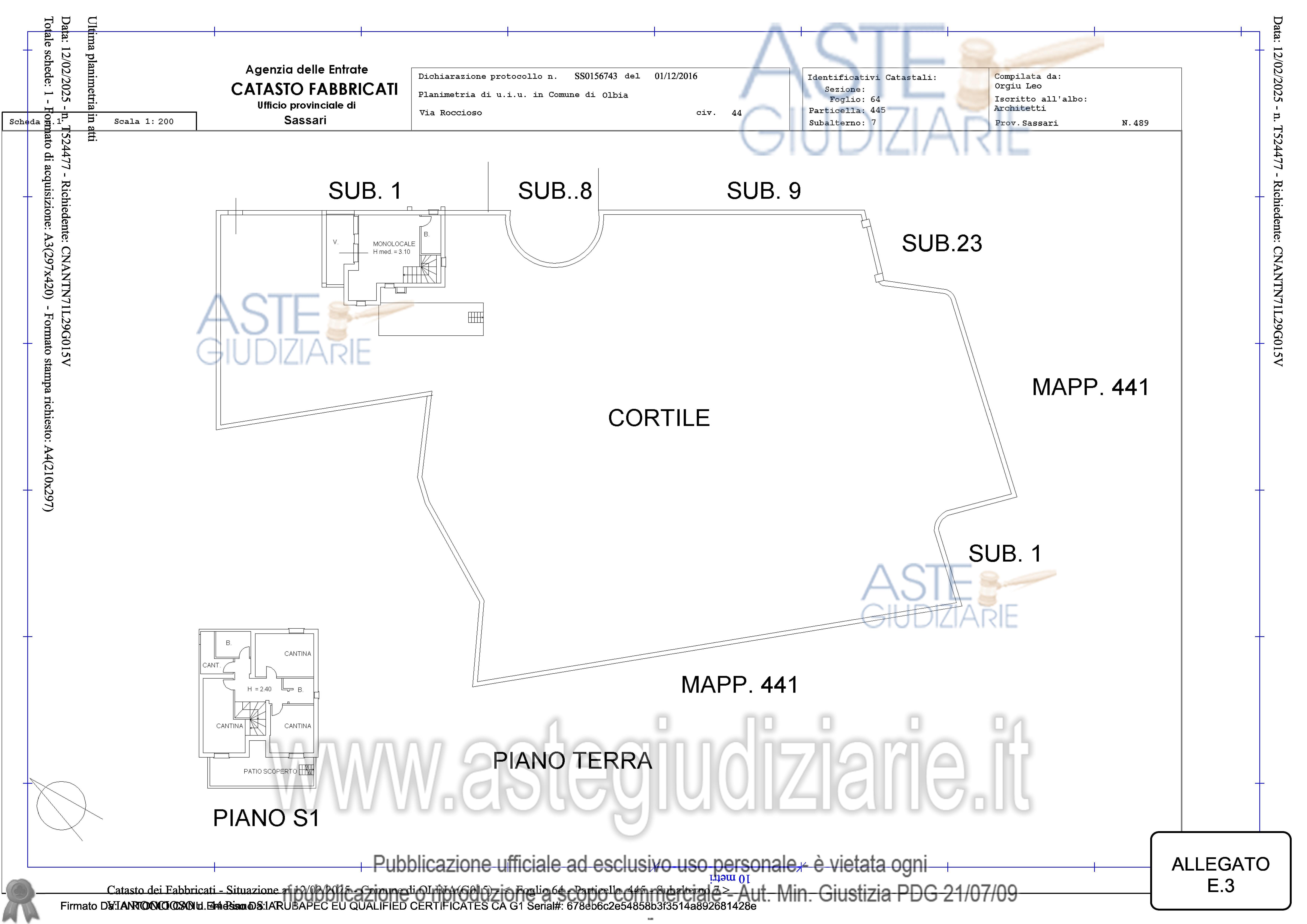 Planimetria del bene