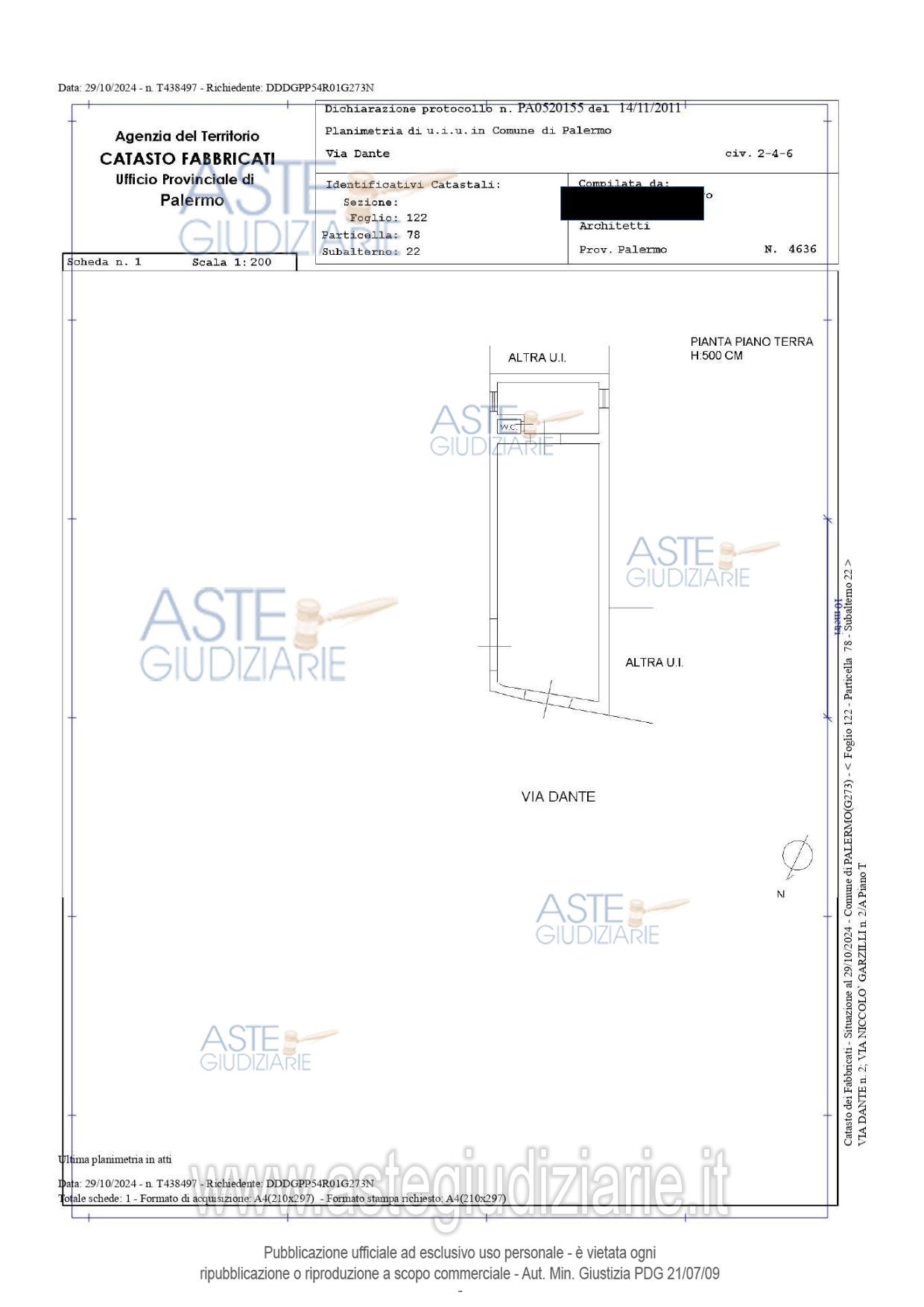 Planimetria del bene