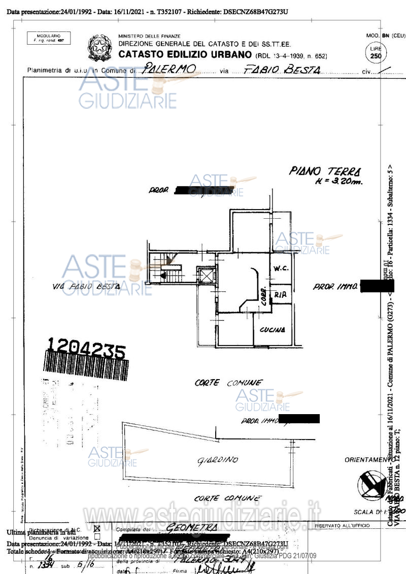 Planimetria del bene