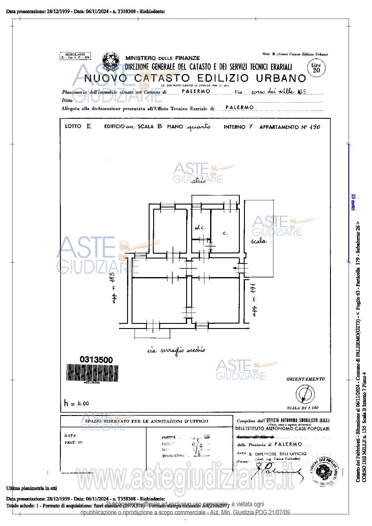 Planimetria del bene