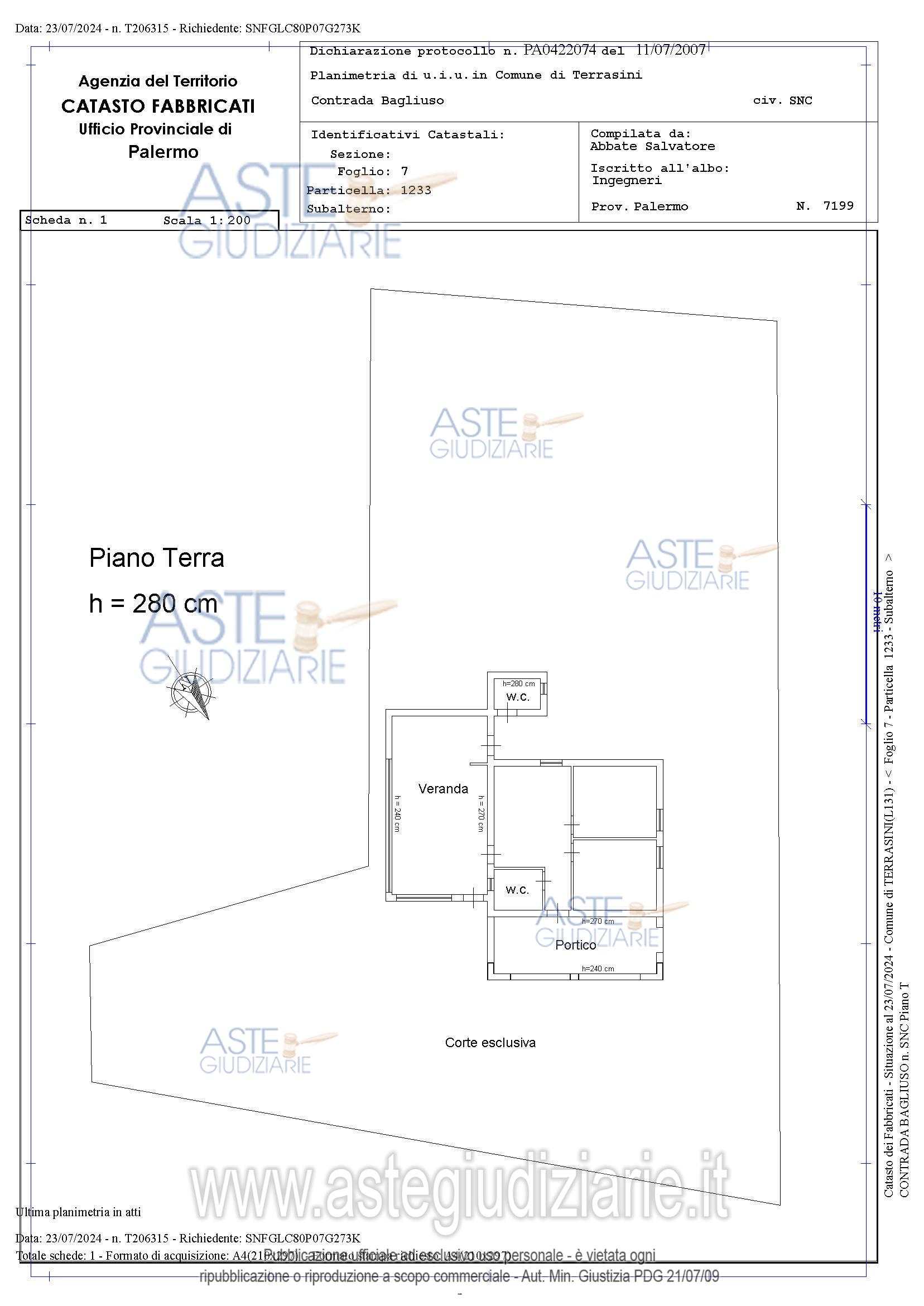 Planimetria del bene