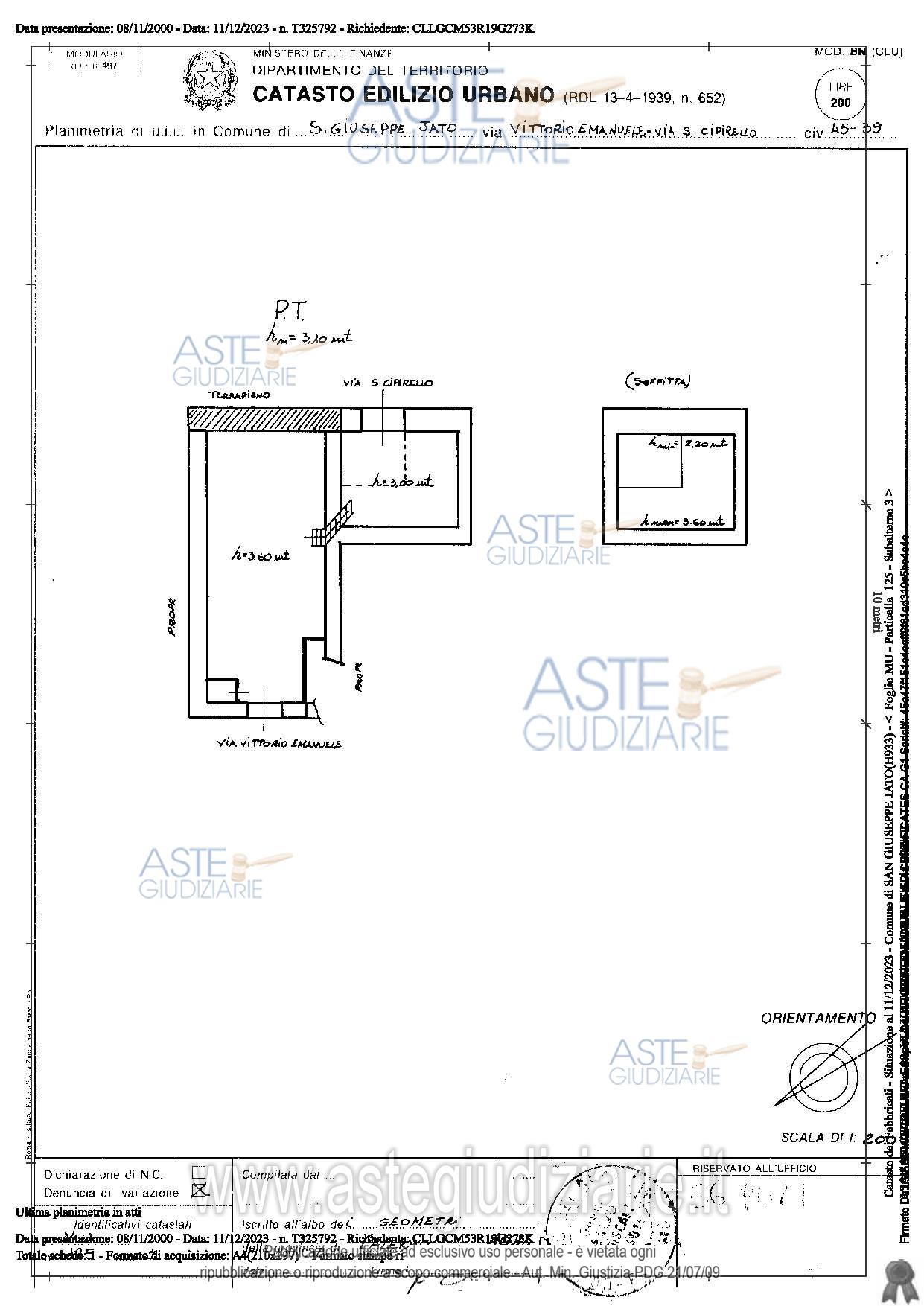 Planimetria del bene