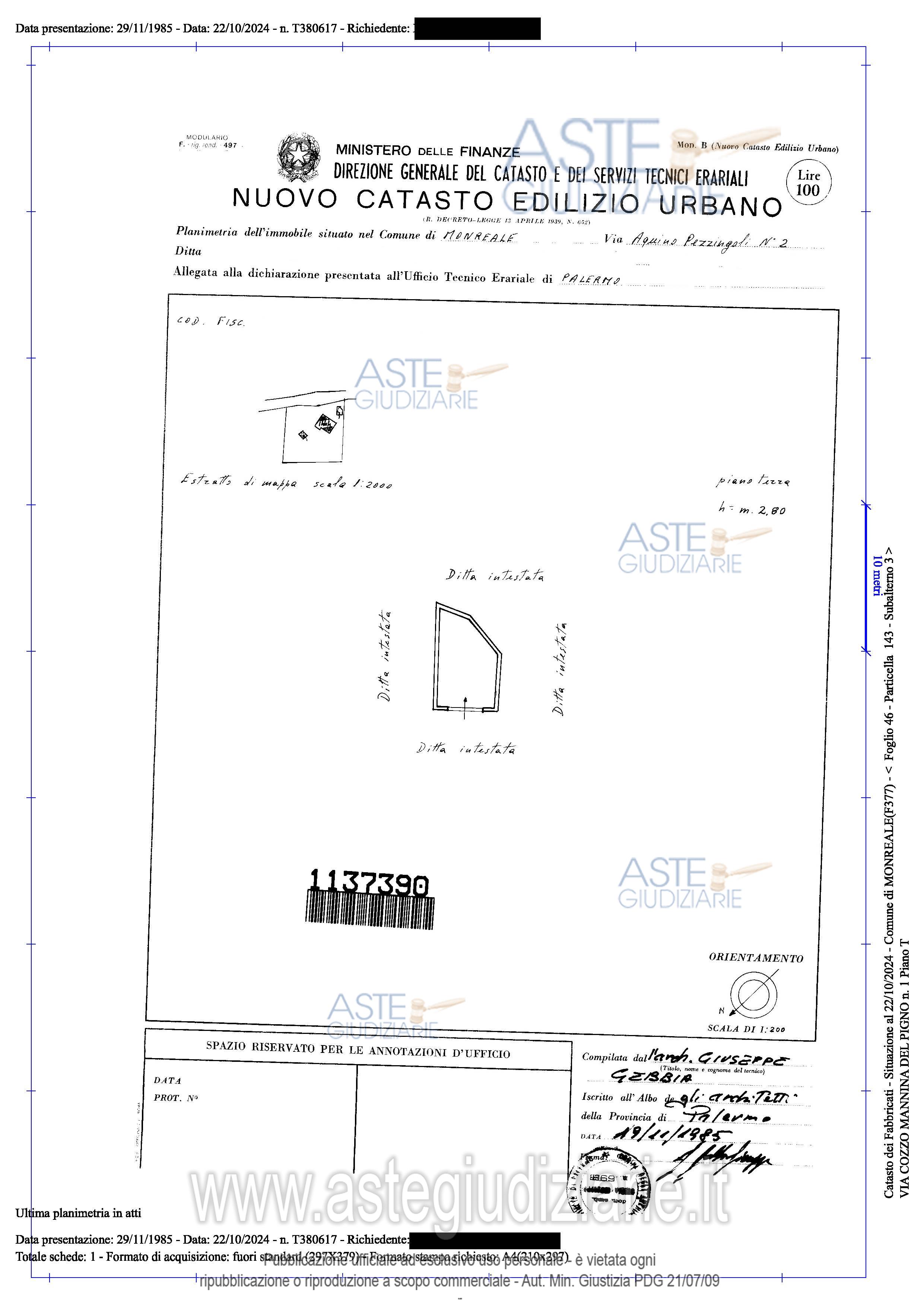 Planimetria del bene