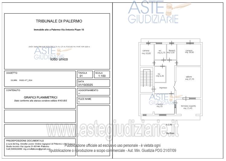 Planimetria del bene