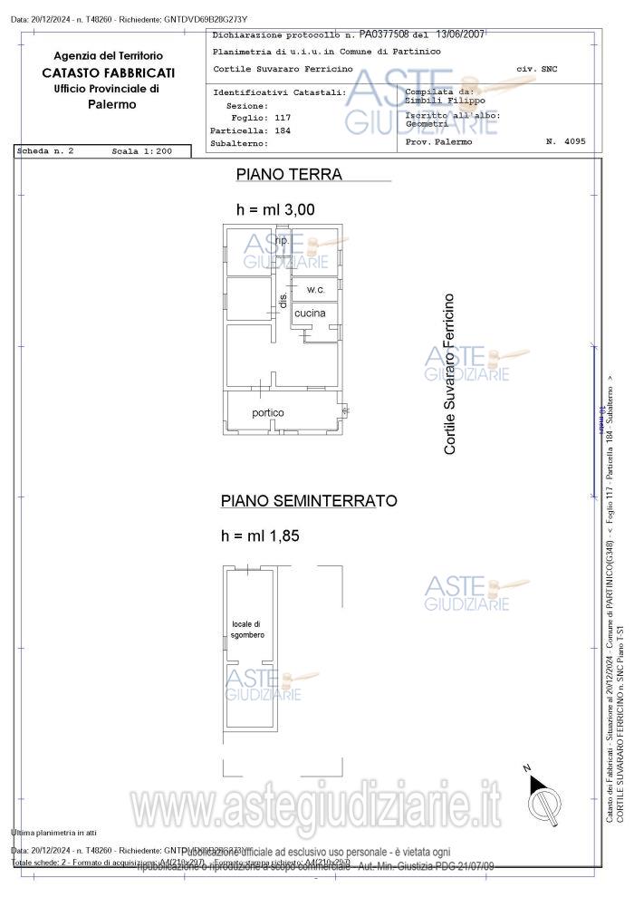 Planimetria del bene