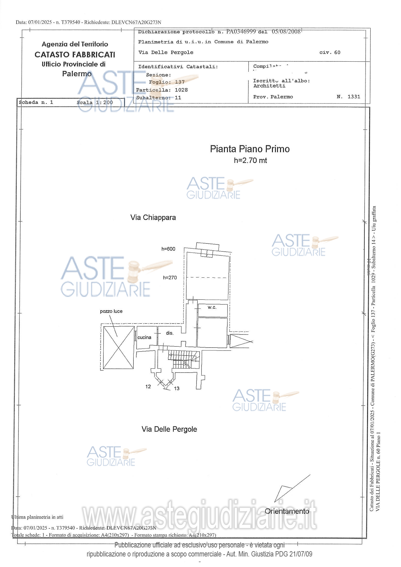 Planimetria del bene