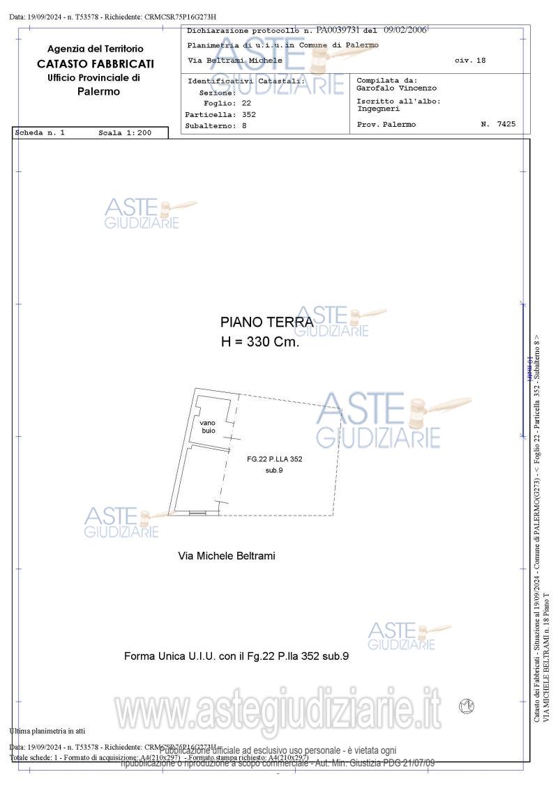 Planimetria del bene