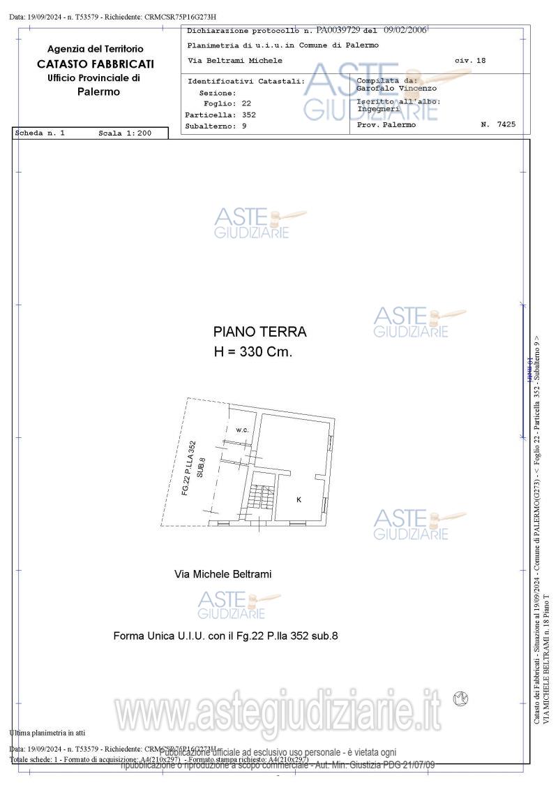 Planimetria del bene