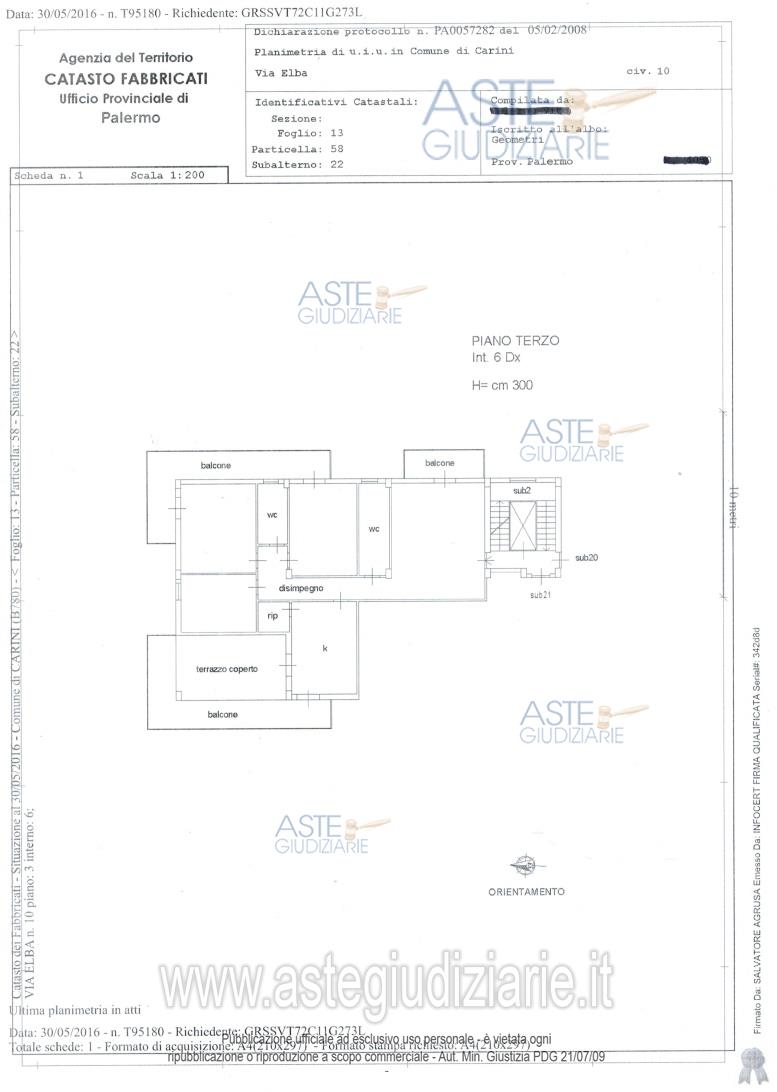 Planimetria del bene