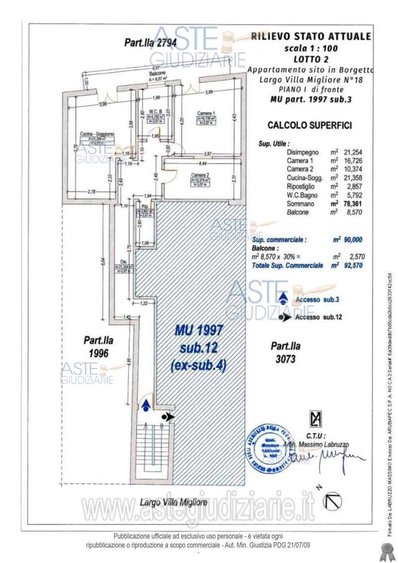 Planimetria del bene