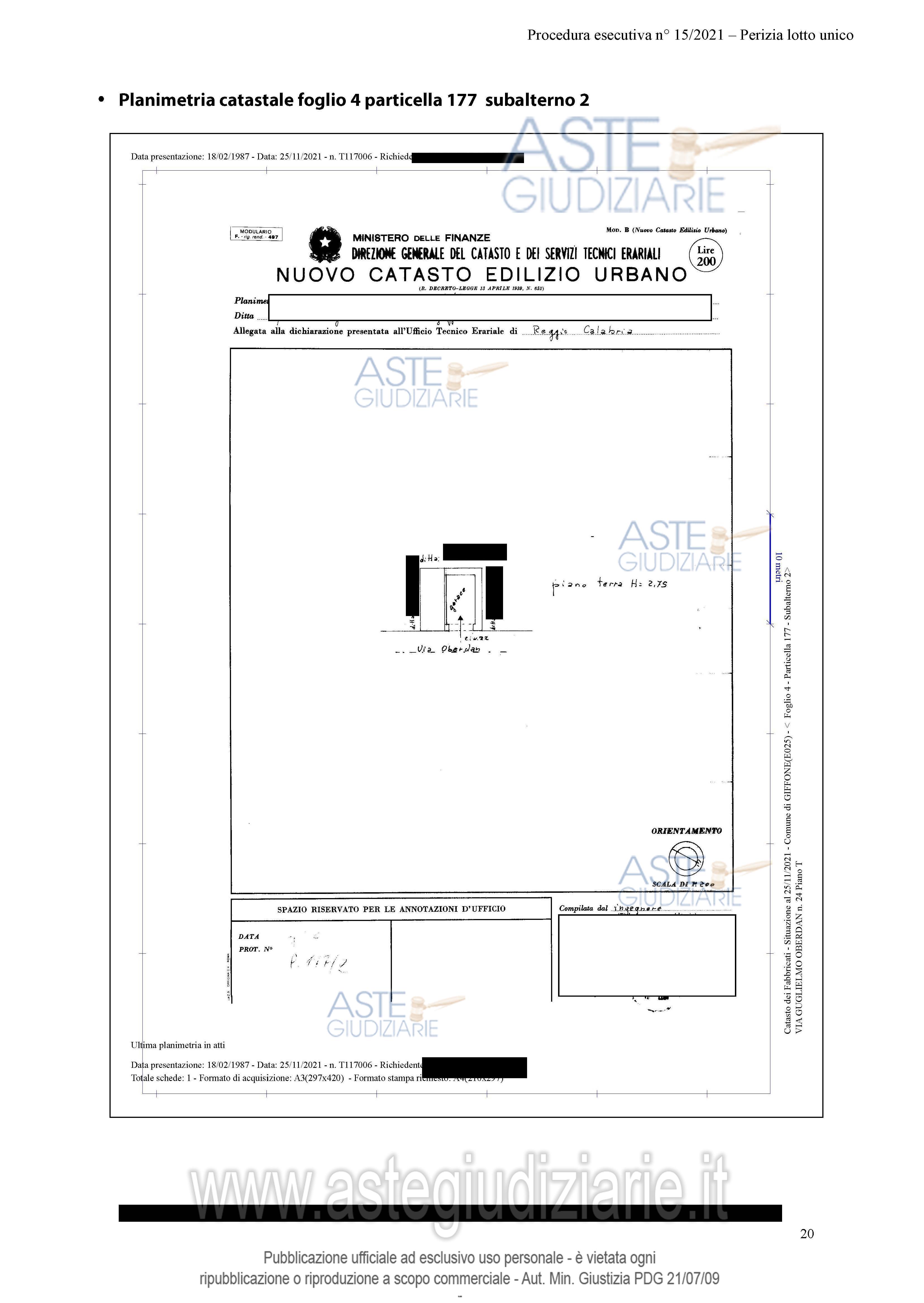 Planimetria del bene