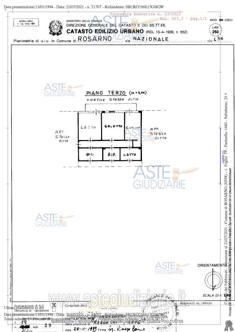 Planimetria del bene