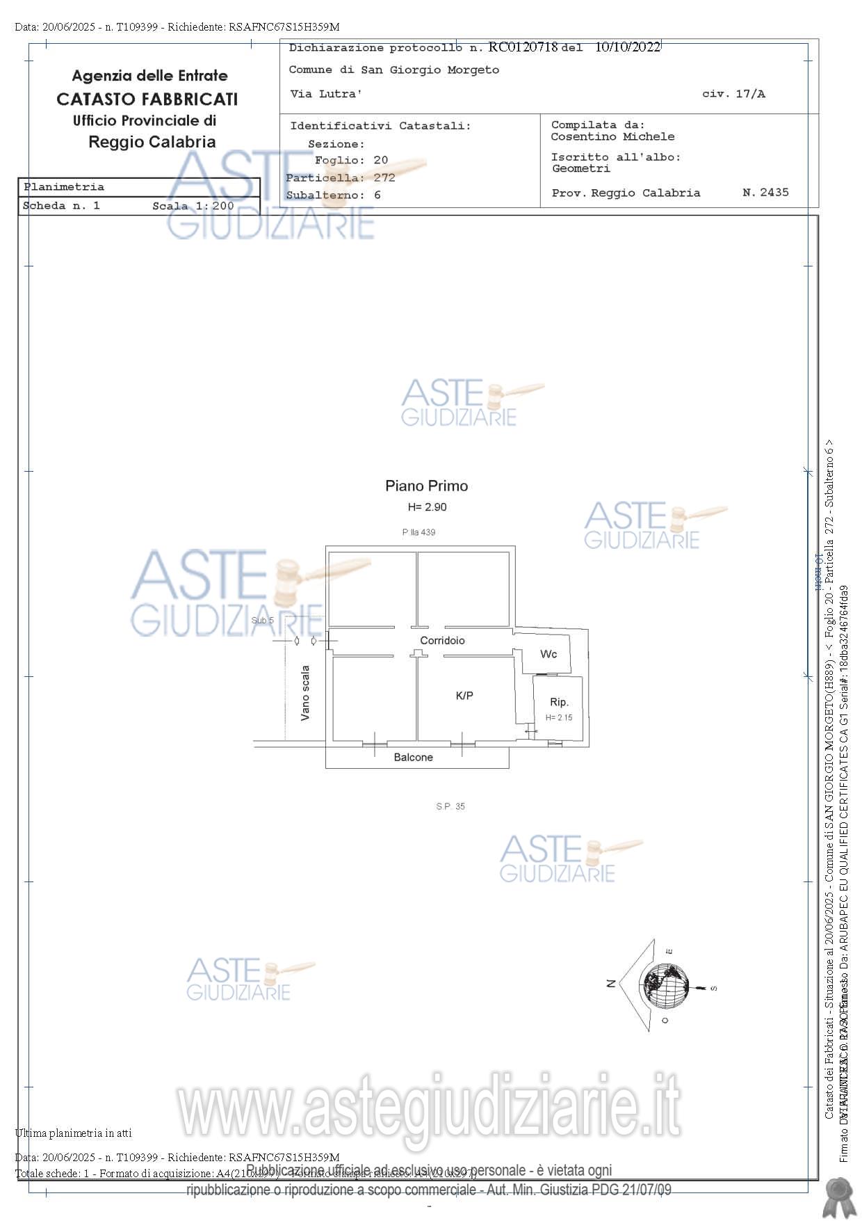 Planimetria del bene