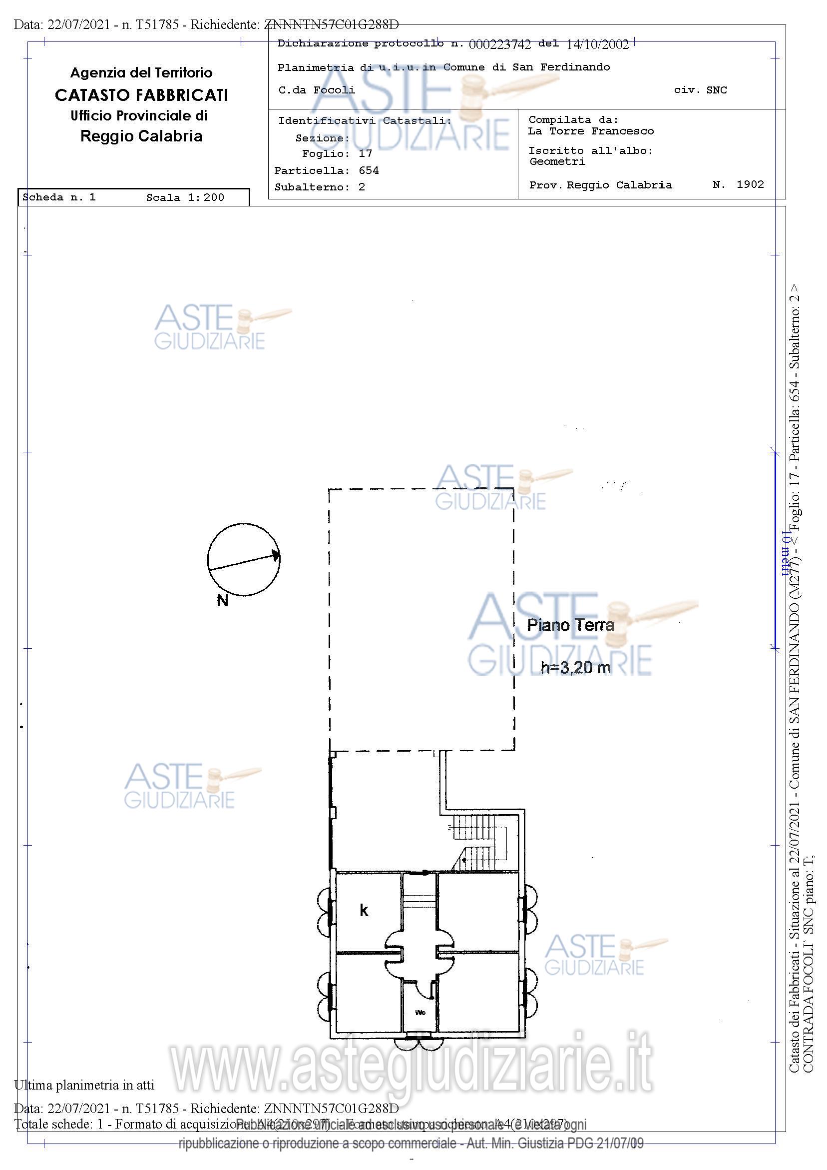 Planimetria del bene