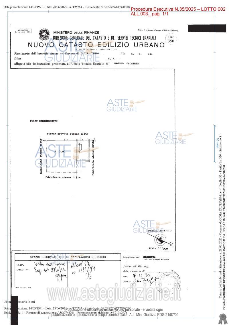 Planimetria del bene