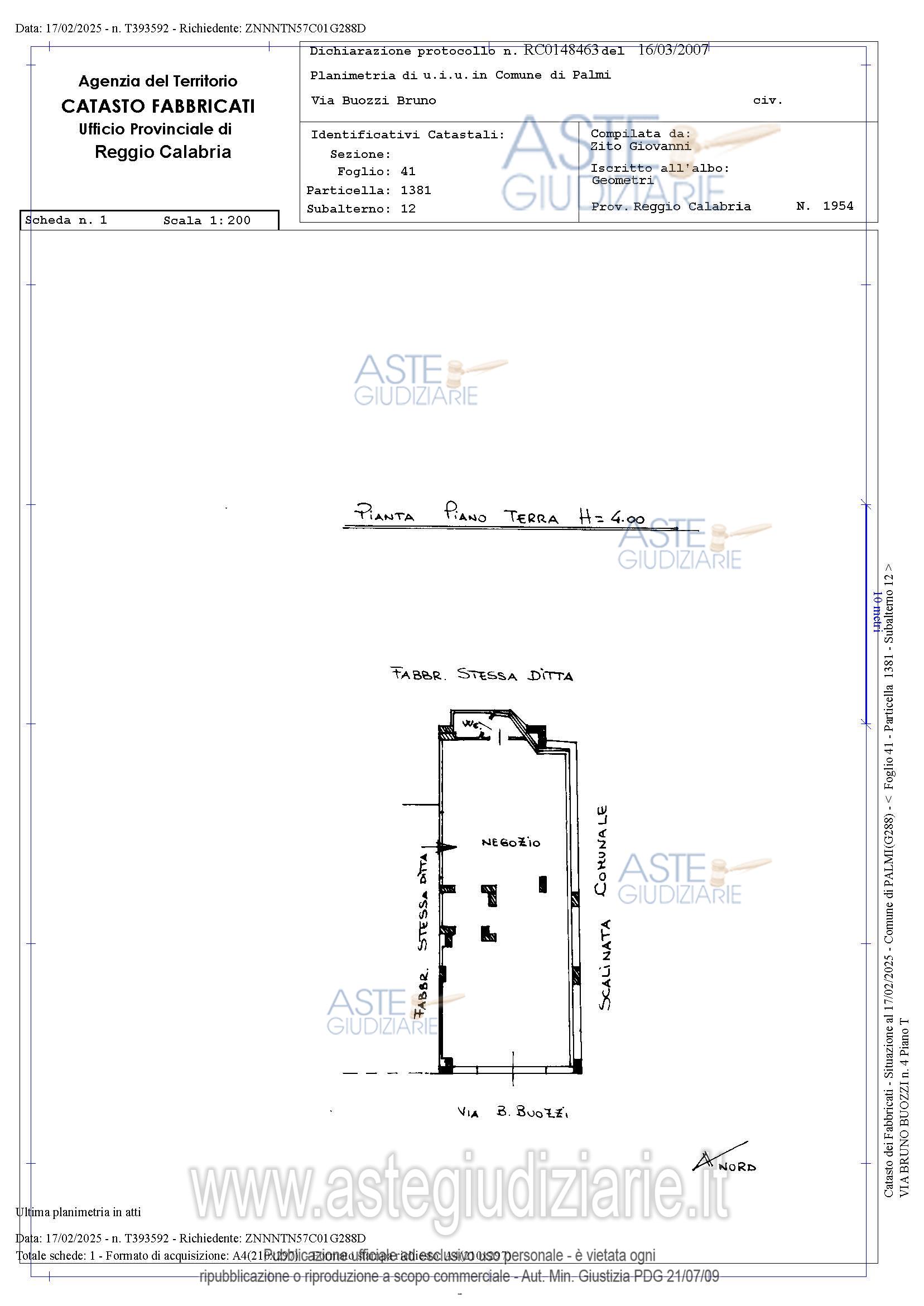 Planimetria del bene