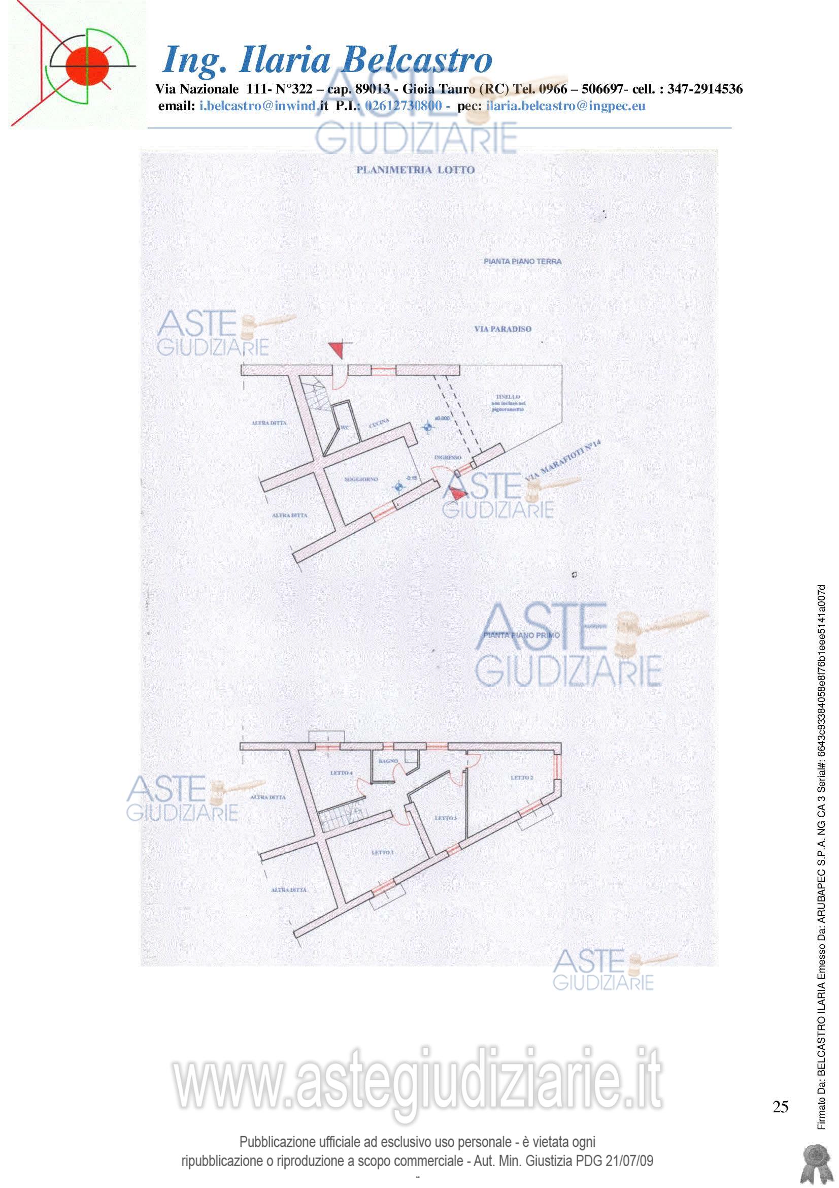 Planimetria del bene