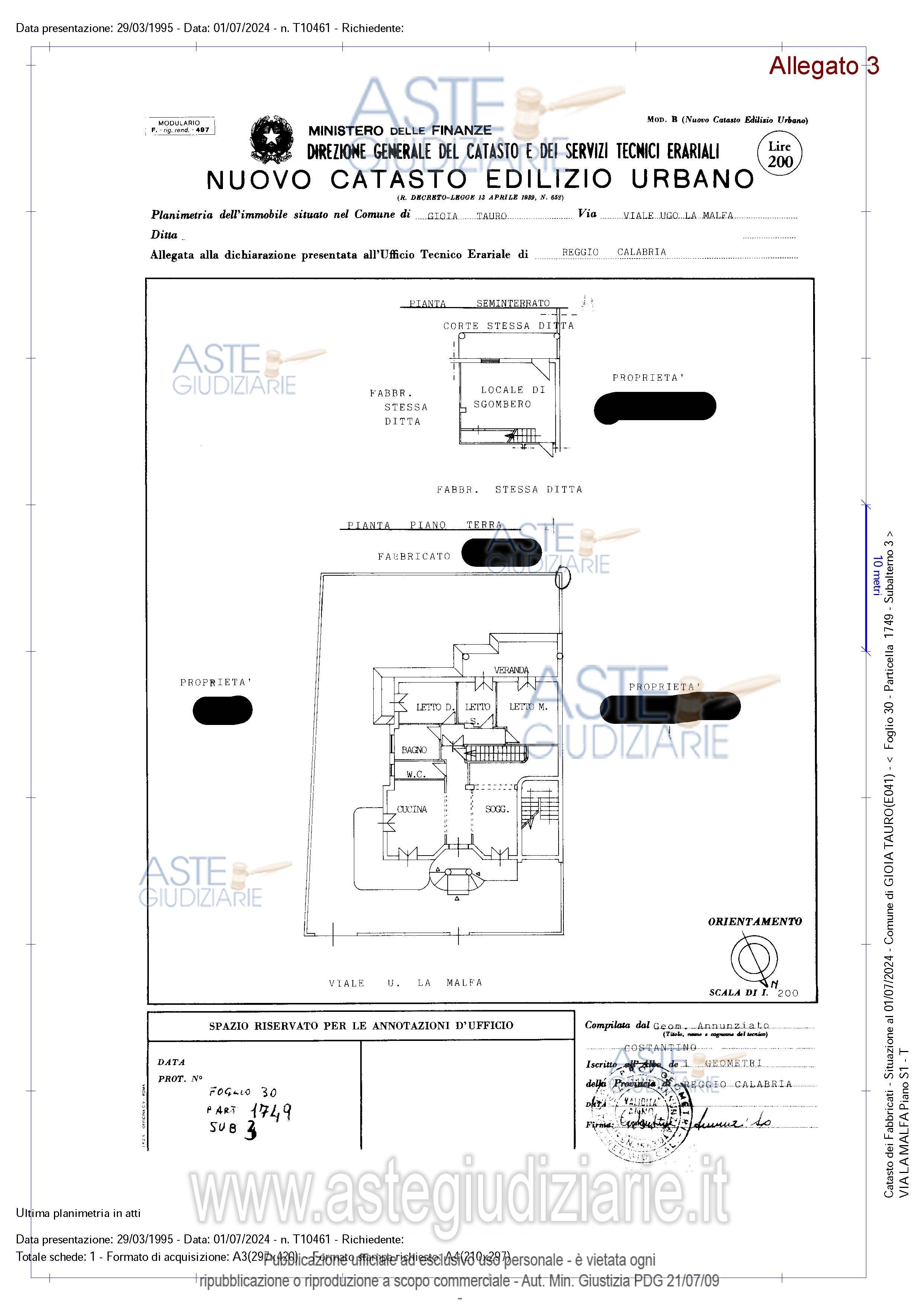 Planimetria del bene
