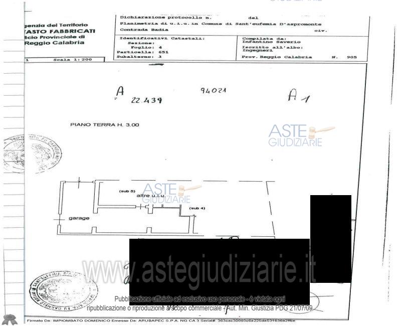 Planimetria del bene