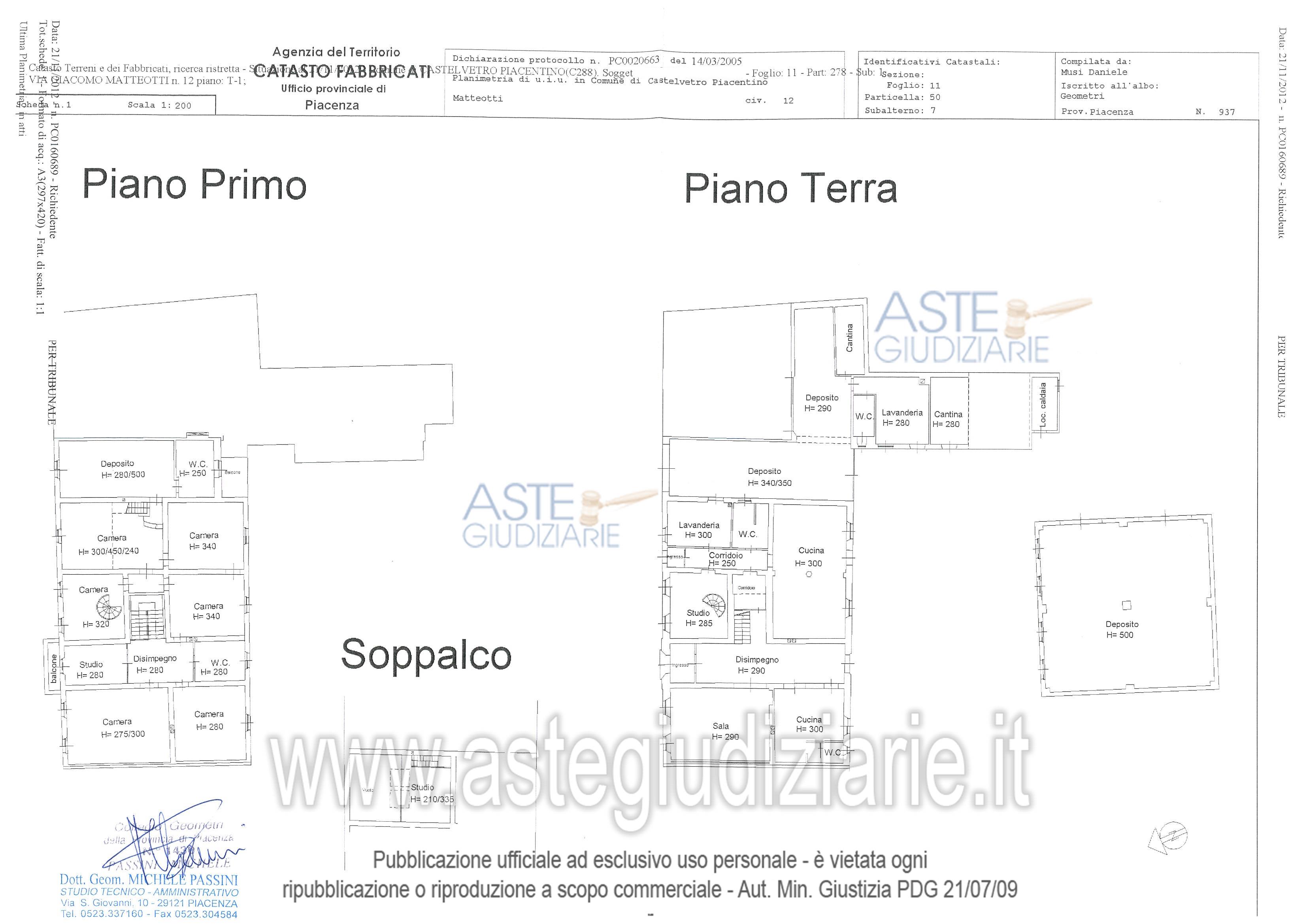 Planimetria del bene