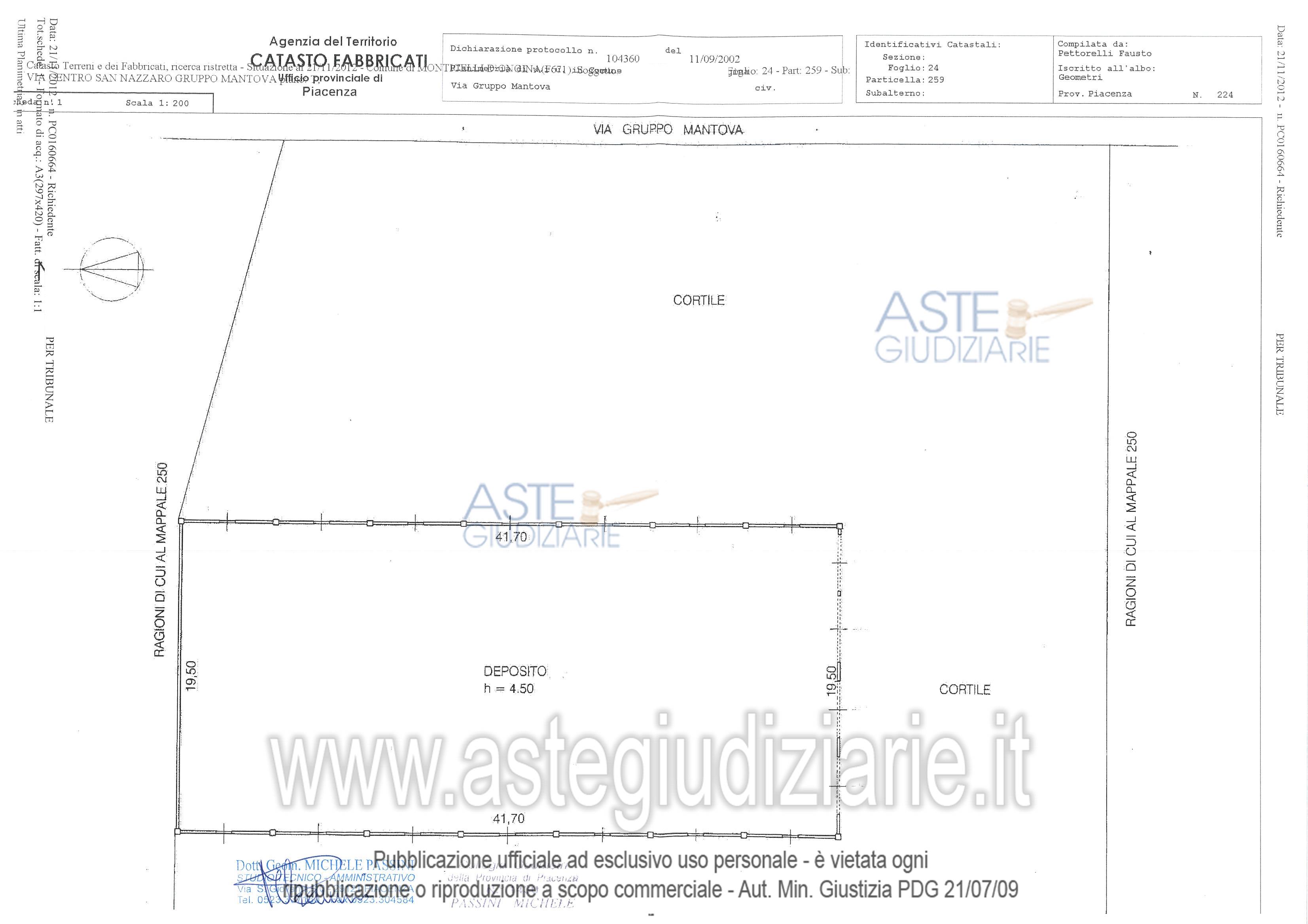 Planimetria del bene