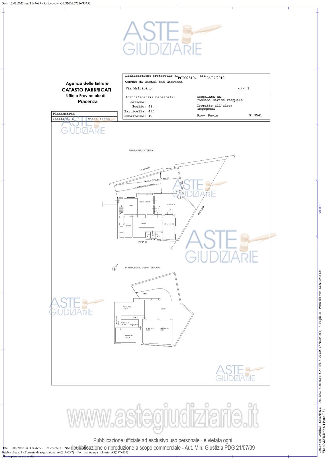 Planimetria del bene