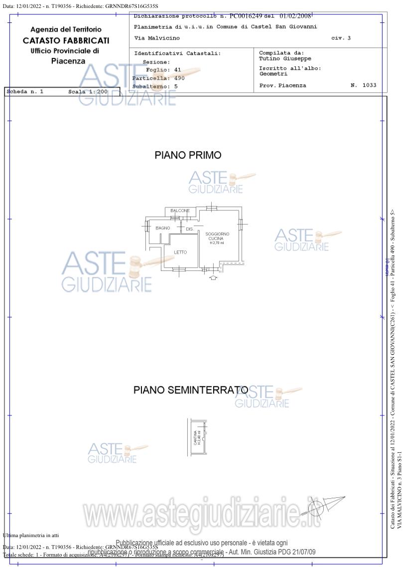Planimetria del bene