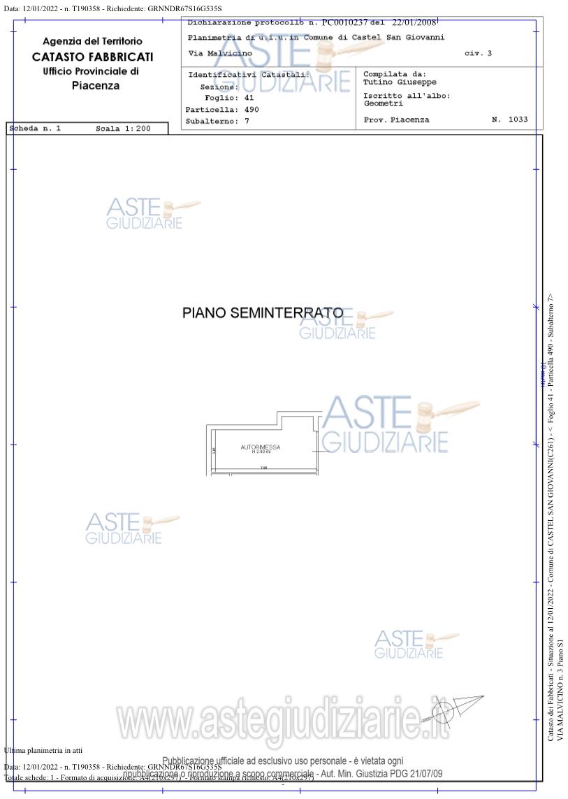 Planimetria del bene