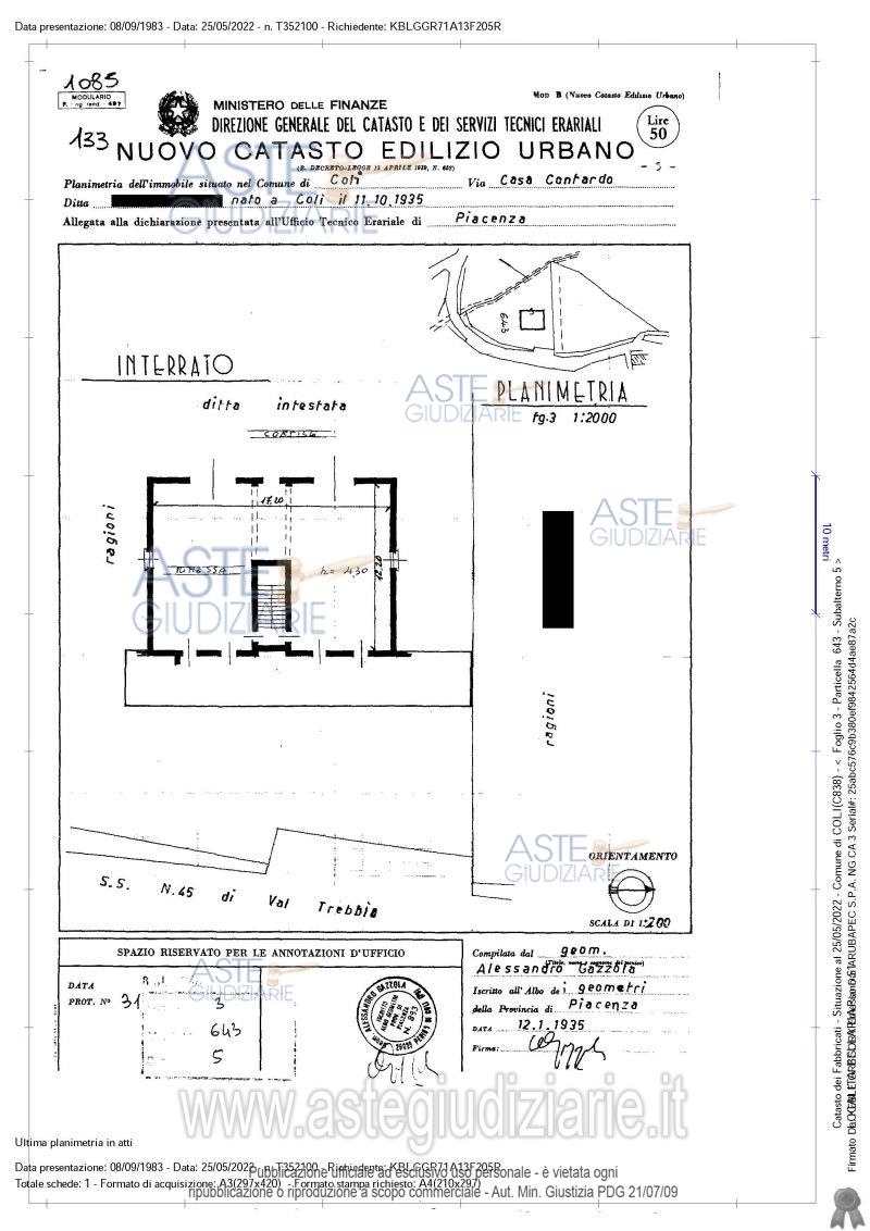 Planimetria del bene