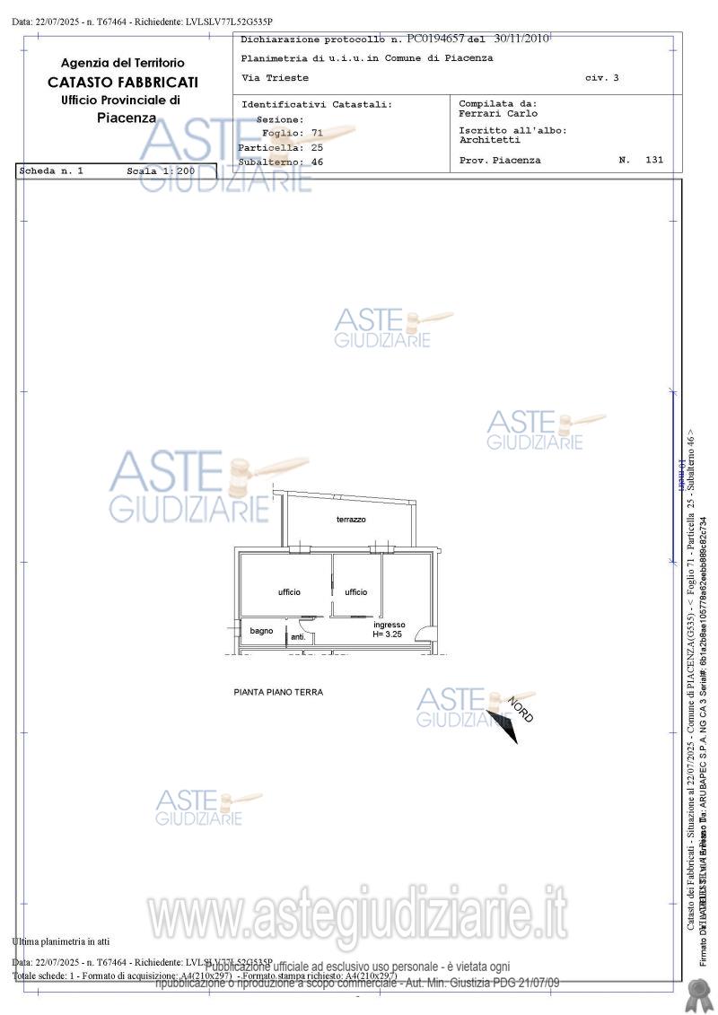 Planimetria del bene