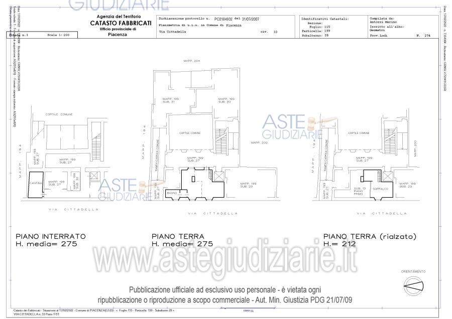 Planimetria del bene