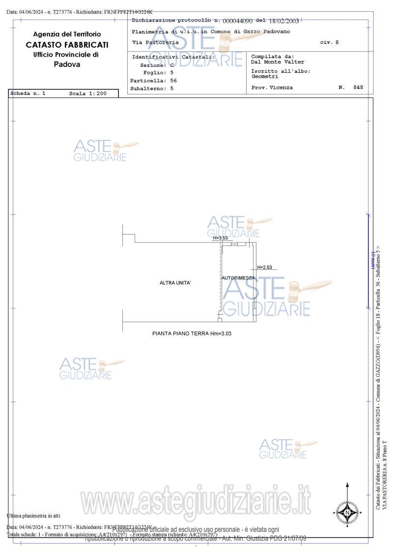 Planimetria del bene