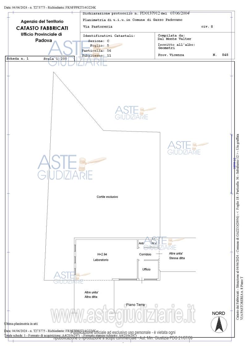 Planimetria del bene