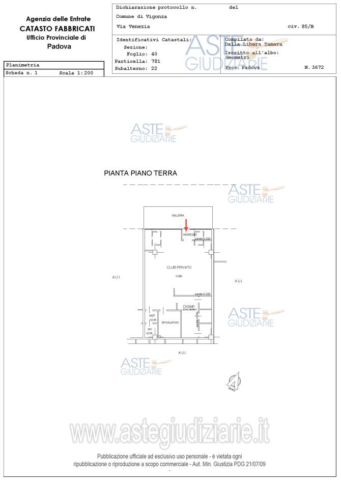 Planimetria del bene