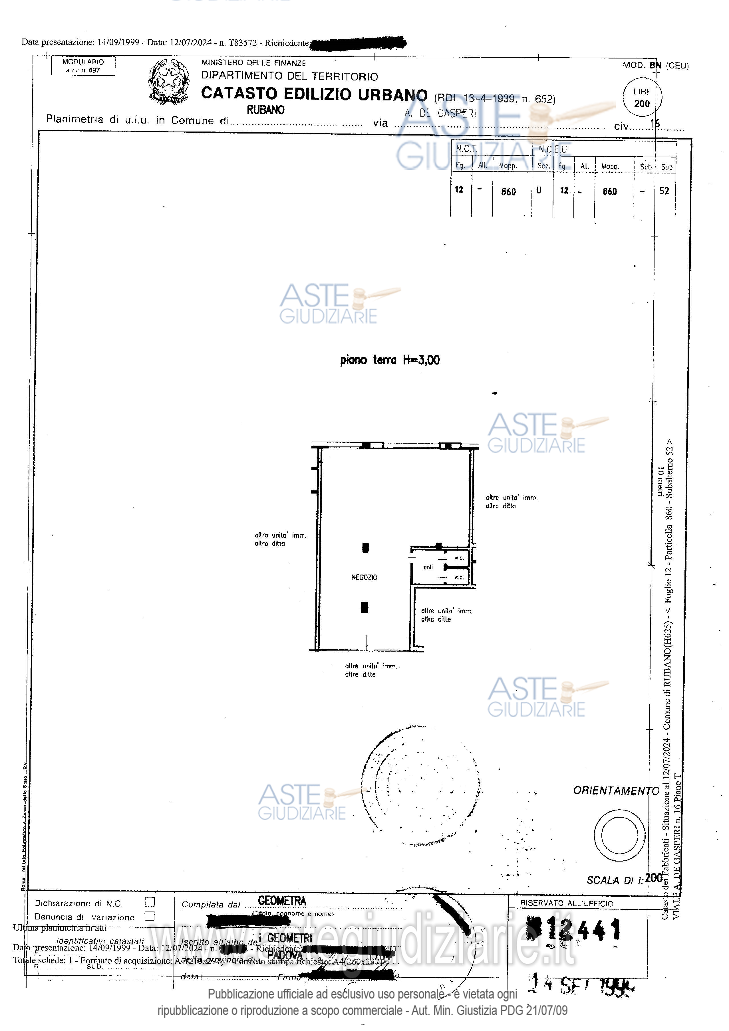 Planimetria del bene