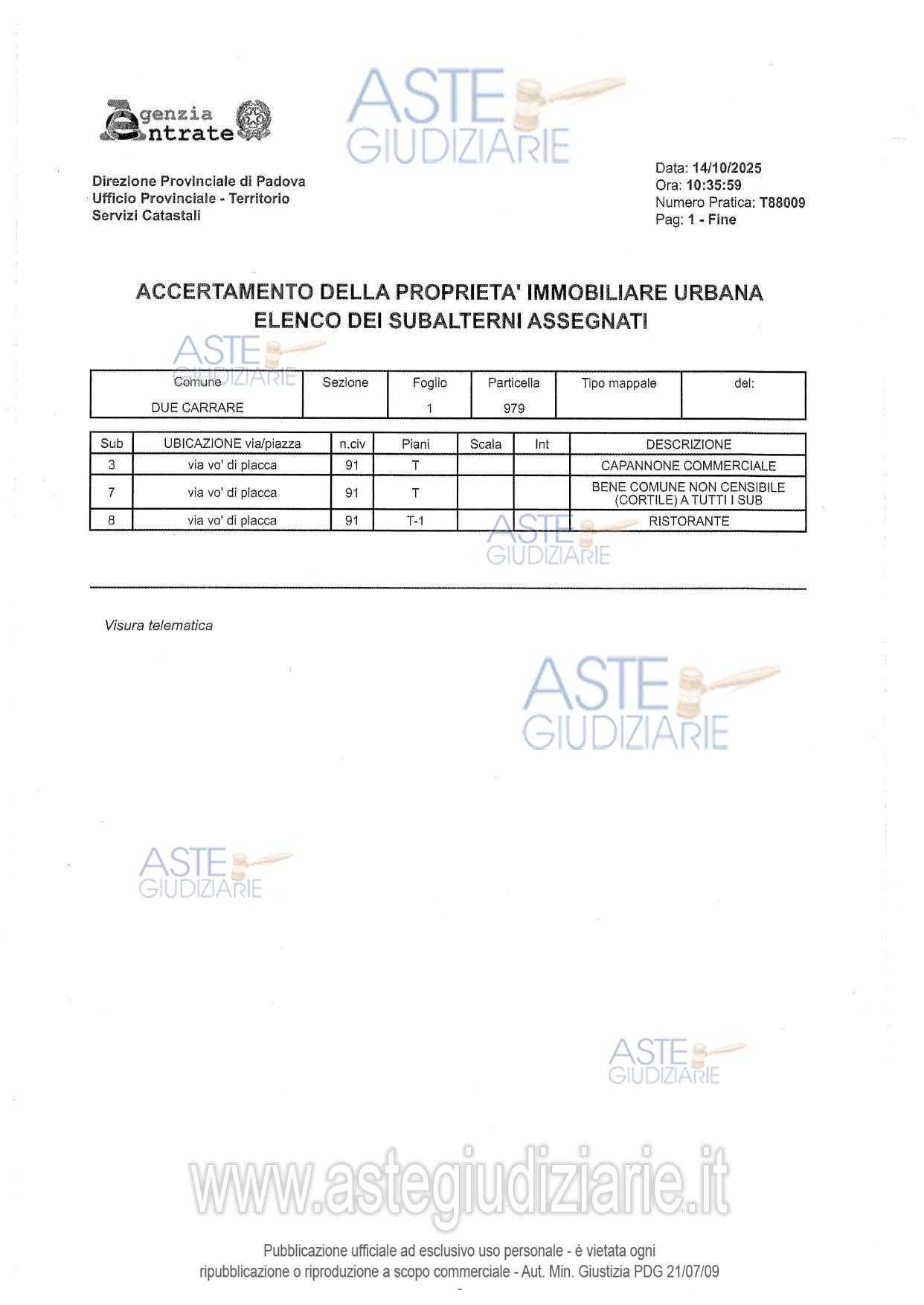 Planimetria del bene