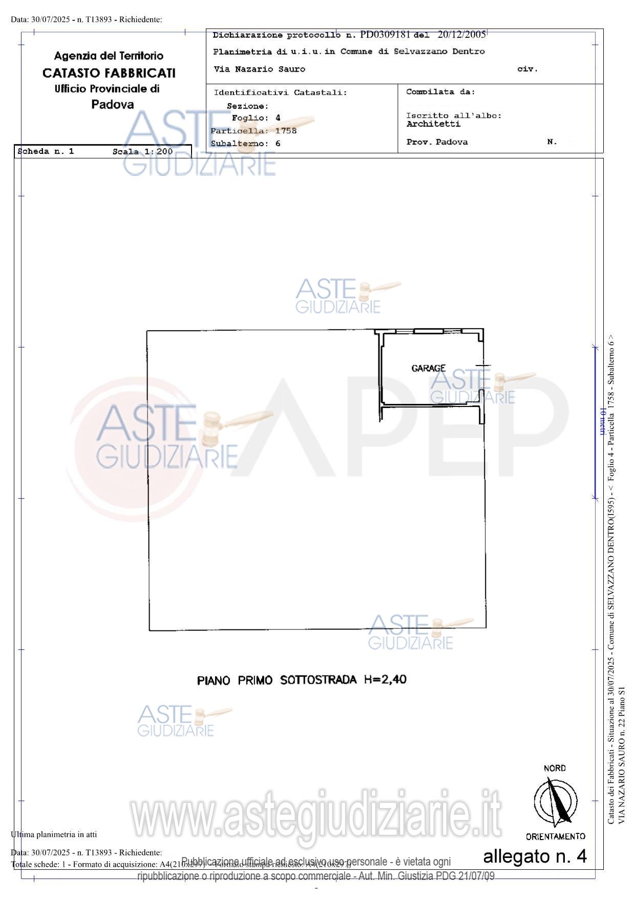 Planimetria del bene